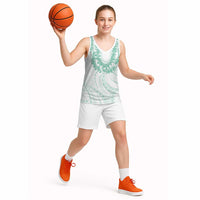Aloha Lei Onaona Basketball Jersey Sage Green Hawaiian Tribal Pattern LT9 - Polynesian Pride