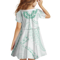 Aloha Lei Onaona Family Matching Off Shoulder Short Dress and Hawaiian Shirt Sage Green Hawaiian Tribal Pattern