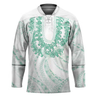 Aloha Lei Onaona Hockey Jersey Sage Green Hawaiian Tribal Pattern LT9 Unisex Green - Polynesian Pride