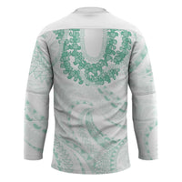 Aloha Lei Onaona Hockey Jersey Sage Green Hawaiian Tribal Pattern - Polynesian Pride