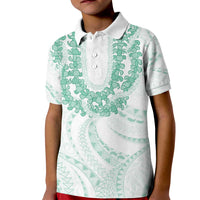 Aloha Lei Onaona Kid Polo Shirt Sage Green Hawaiian Tribal Pattern