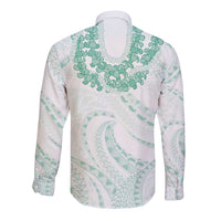 Aloha Lei Onaona Long Sleeve Button Shirt Sage Green Hawaiian Tribal Pattern LT9 - Polynesian Pride