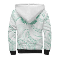 Aloha Lei Onaona Sherpa Hoodie Sage Green Hawaiian Tribal Pattern LT9 - Polynesian Pride