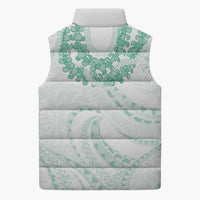 Aloha Lei Onaona Sleeveless Puffer Jacket Sage Green Hawaiian Tribal Pattern LT9 - Polynesian Pride