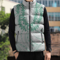 Aloha Lei Onaona Sleeveless Puffer Jacket Sage Green Hawaiian Tribal Pattern LT9 - Polynesian Pride