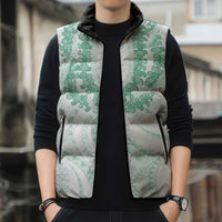 Aloha Lei Onaona Sleeveless Puffer Jacket Sage Green Hawaiian Tribal Pattern LT9 - Polynesian Pride