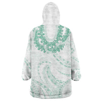 Aloha Lei Onaona Wearable Blanket Hoodie Sage Green Hawaiian Tribal Pattern LT9 - Polynesian Pride