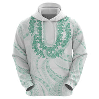 Aloha Lei Onaona Zip Hoodie Sage Green Hawaiian Tribal Pattern