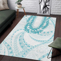 Aloha Lei Onaona Area Rug Teal Hawaiian Tribal Pattern