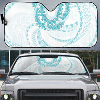 Aloha Lei Onaona Auto Sun Shade Teal Hawaiian Tribal Pattern - Polynesian Pride