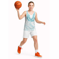Aloha Lei Onaona Basketball Jersey Teal Hawaiian Tribal Pattern LT9 - Polynesian Pride