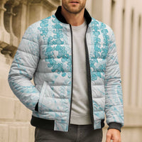 Aloha Lei Onaona Bomber Puffer Jacket Teal Hawaiian Tribal Pattern LT9 - Polynesian Pride