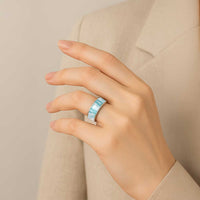 Aloha Lei Onaona Classic Ring Teal Hawaiian Tribal Pattern - Polynesian Pride