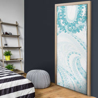 Aloha Lei Onaona Door Cover Teal Hawaiian Tribal Pattern LT9 - Polynesian Pride