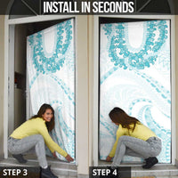 Aloha Lei Onaona Door Cover Teal Hawaiian Tribal Pattern LT9 - Polynesian Pride