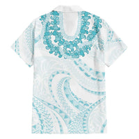 Aloha Lei Onaona Family Matching Summer Maxi Dress and Hawaiian Shirt Teal Hawaiian Tribal Pattern