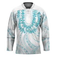 Aloha Lei Onaona Hockey Jersey Teal Hawaiian Tribal Pattern LT9 Unisex Teal - Polynesian Pride
