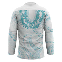 Aloha Lei Onaona Hockey Jersey Teal Hawaiian Tribal Pattern LT9 - Polynesian Pride