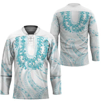 Aloha Lei Onaona Hockey Jersey Teal Hawaiian Tribal Pattern LT9 - Polynesian Pride