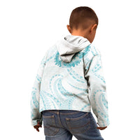 Aloha Lei Onaona Kid Hoodie Teal Hawaiian Tribal Pattern
