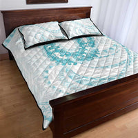 Aloha Lei Onaona Quilt Bed Set Teal Hawaiian Tribal Pattern