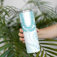 Aloha Lei Onaona Skinny Tumbler Teal Hawaiian Tribal Pattern
