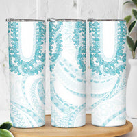 Aloha Lei Onaona Skinny Tumbler Teal Hawaiian Tribal Pattern