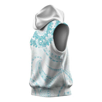 Aloha Lei Onaona Sleeveless Hoodie Teal Hawaiian Tribal Pattern LT9 - Polynesian Pride