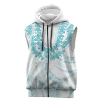 Aloha Lei Onaona Sleeveless Zip Hoodie Teal Hawaiian Tribal Pattern LT9 Teal - Polynesian Pride