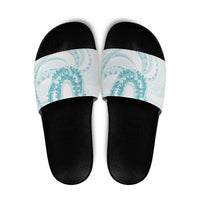 Aloha Lei Onaona Slide Sandals Teal Hawaiian Tribal Pattern - Polynesian Pride