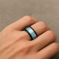 Aloha Lei Onaona Spinner Ring Teal Hawaiian Tribal Pattern - Polynesian Pride