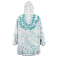 Aloha Lei Onaona Wearable Blanket Hoodie Teal Hawaiian Tribal Pattern LT9 - Polynesian Pride