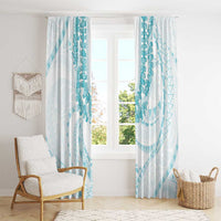 Aloha Lei Onaona Window Curtain Teal Hawaiian Tribal Pattern LT9 - Polynesian Pride