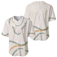 Aloha Lei Mikioi Baseball Jersey Beige Polynesian Tribal Tatau Pattern