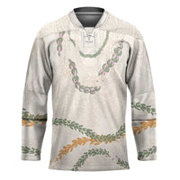 Aloha Lei Mikioi Hockey Jersey Beige Polynesian Tribal Tatau Pattern LT9 Unisex Beige - Polynesian Pride