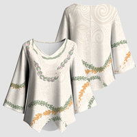 Aloha Lei Mikioi Kimono Sleeve Blouse - Beige Polynesian Tribal Tatau Pattern LT9 - Polynesian Pride