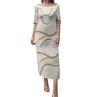 Aloha Lei Mikioi Puletasi Beige Polynesian Tribal Tatau Pattern