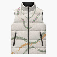 Aloha Lei Mikioi Sleeveless Puffer Jacket Beige Polynesian Tribal Tatau Pattern LT9 Unisex Beige - Polynesian Pride