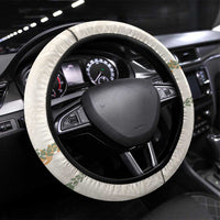 Aloha Lei Mikioi Steering Wheel Cover Beige Polynesian Tribal Tatau Pattern LT9 Universal Fit Beige - Polynesian Pride