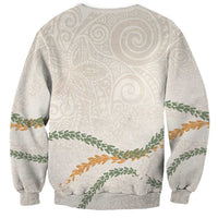 Aloha Lei Mikioi Sweatshirt Beige Polynesian Tribal Tatau Pattern LT9 - Polynesian Pride