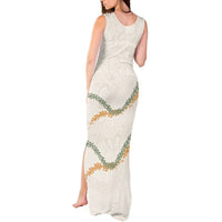 Aloha Lei Mikioi Tank Maxi Dress Beige Polynesian Tribal Tatau Pattern LT9 - Polynesian Pride