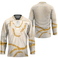 Aloha Lei Mikioi Hockey Jersey Gold Polynesian Tribal Tatau Pattern LT9 - Polynesian Pride