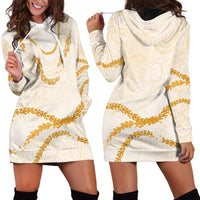 Aloha Lei Mikioi Hoodie Dress Gold Polynesian Tribal Tatau Pattern