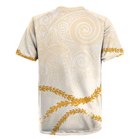Aloha Lei Mikioi Rugby Jersey Gold Polynesian Tribal Tatau Pattern