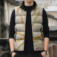 Aloha Lei Mikioi Sleeveless Puffer Jacket Gold Polynesian Tribal Tatau Pattern LT9 - Polynesian Pride