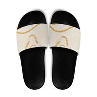 Aloha Lei Mikioi Slide Sandals Gold Polynesian Tribal Tatau Pattern - Polynesian Pride