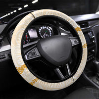 Aloha Lei Mikioi Steering Wheel Cover Gold Polynesian Tribal Tatau Pattern LT9 Universal Fit Gold - Polynesian Pride