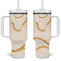 Aloha Lei Mikioi Tumbler With Handle Gold Polynesian Tribal Tatau Pattern