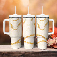 Aloha Lei Mikioi Tumbler With Handle Gold Polynesian Tribal Tatau Pattern