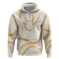 Aloha Lei Mikioi Zip Hoodie Gold Polynesian Tribal Tatau Pattern